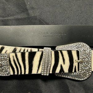 EUC - Marc Jacobs Crystal-embellished zebra-print leather & dyed calf ha…
